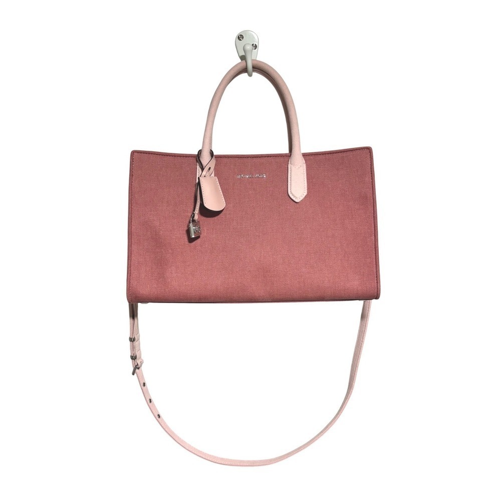 Michael Kors Mirella Medium Denim Tote Bag Pink Two Tone Satchel Crossbody